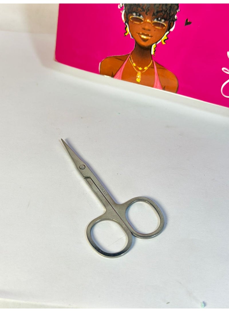 Stainless Steel Eyebrow Grooming Scissors - Silver 1PC - Image 2
